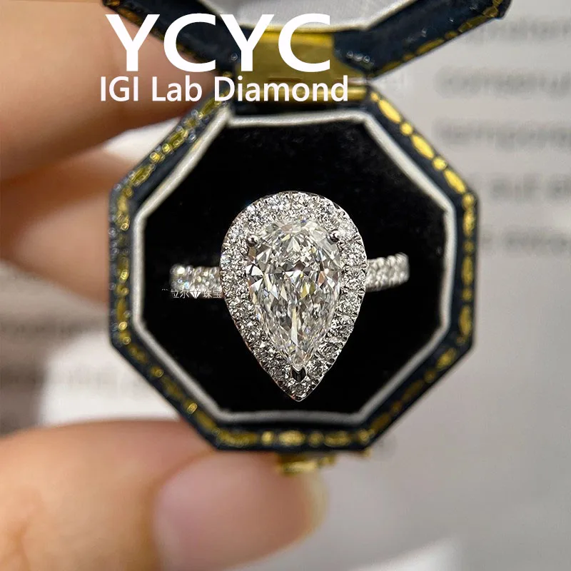 

3 5 Carat Solid 18K White gold Ring IGI Pear cut D VS1 Luxurious Wedding ring engagement ring Factory Sell