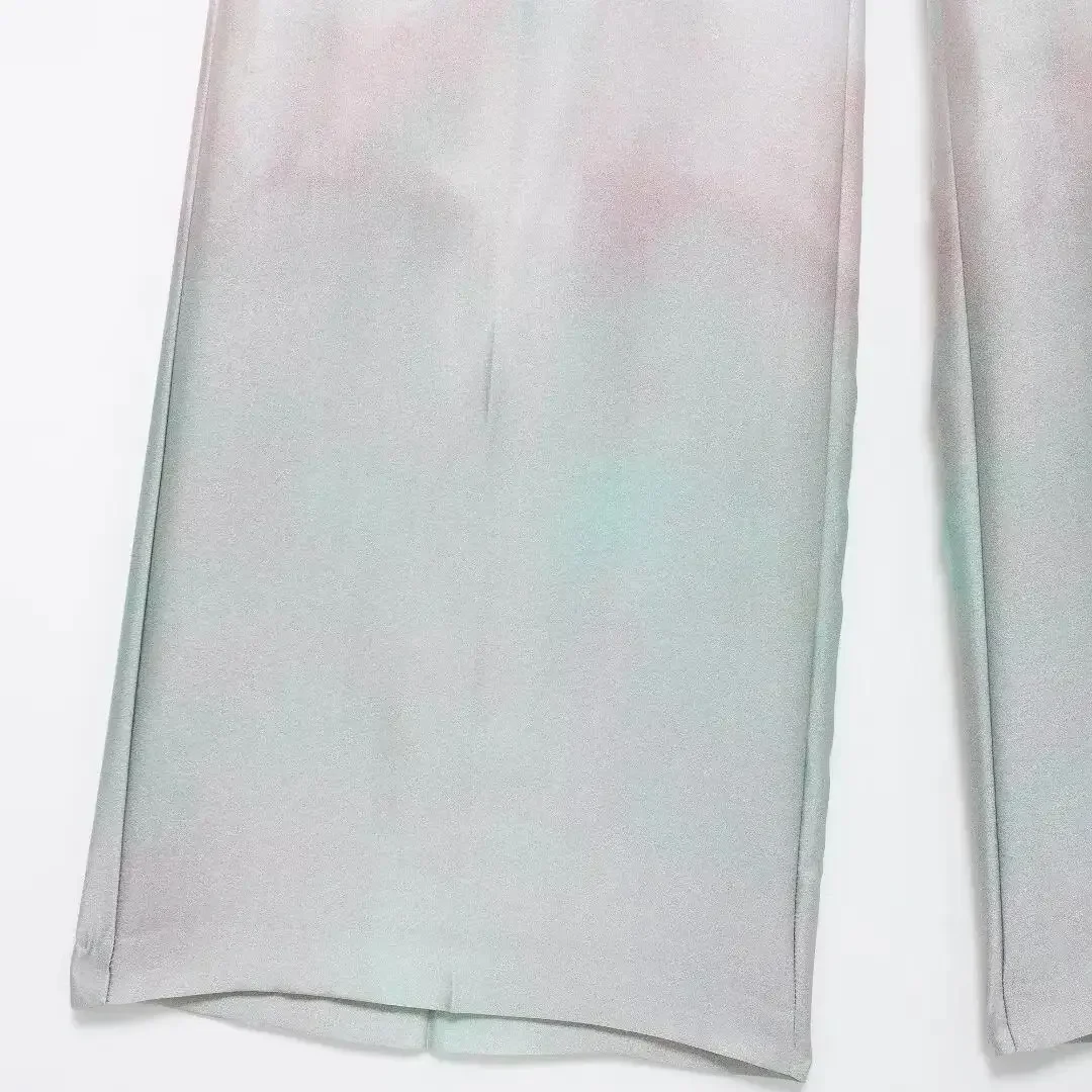 Traf Tie Dye Hose für Frauen lose lässige Reiß verschluss fliegen hohe Taille weites Bein Hosen weibliche Y2k Mode High Street gerade Hose