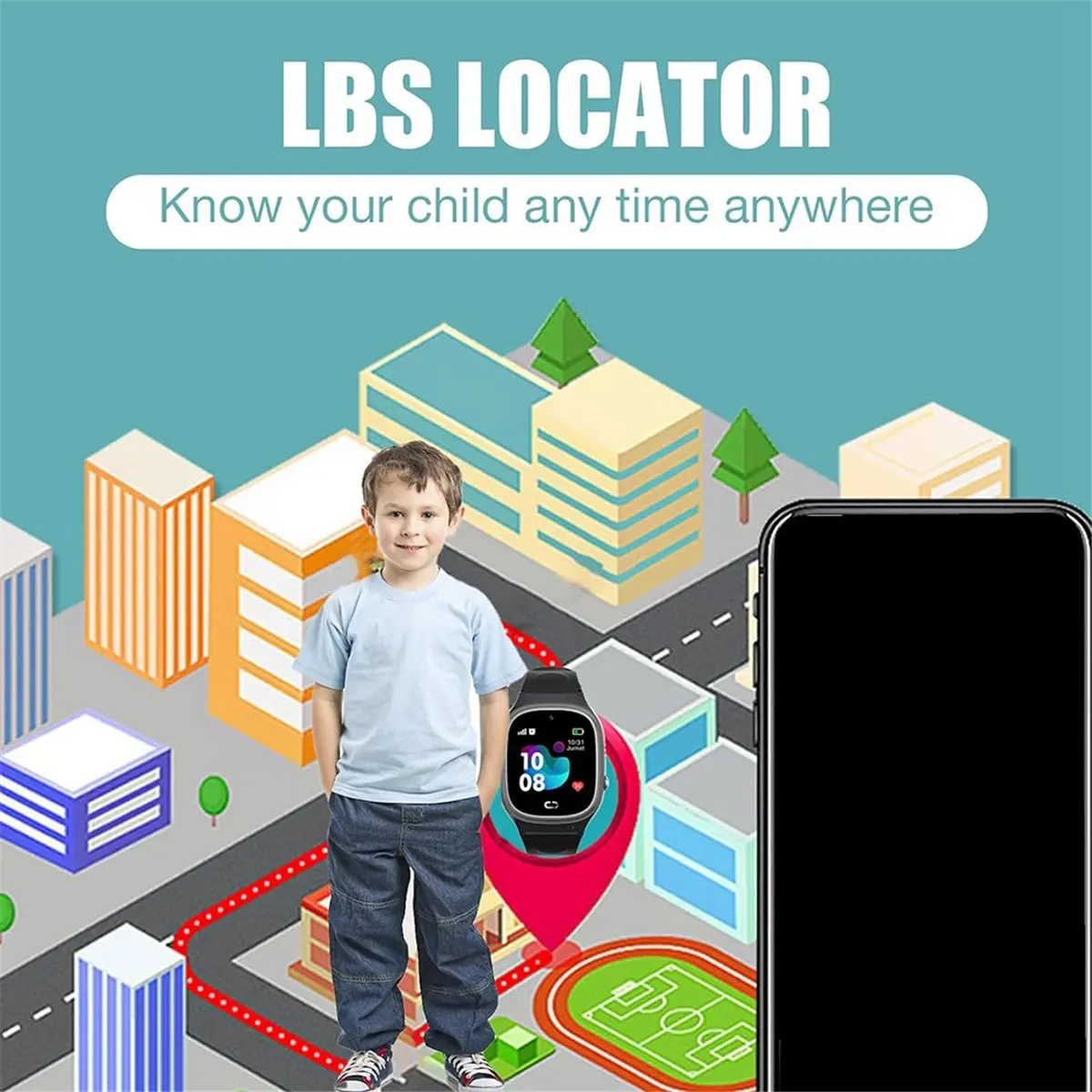 newT77 Waterproof Kids Smart Watch Tracker, Student Smart Watch with SOS Alarm Call Camera, Kids Watch with Call Function Black