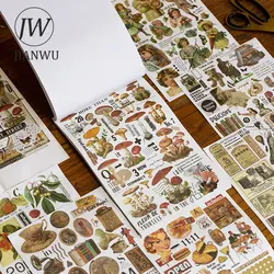 JIANWU 50 Sheets Cute Journal Decoration Sticker Book A5 Literature Art Vintage Cartoon Scrapbooking Kawaii Stationery Stickers