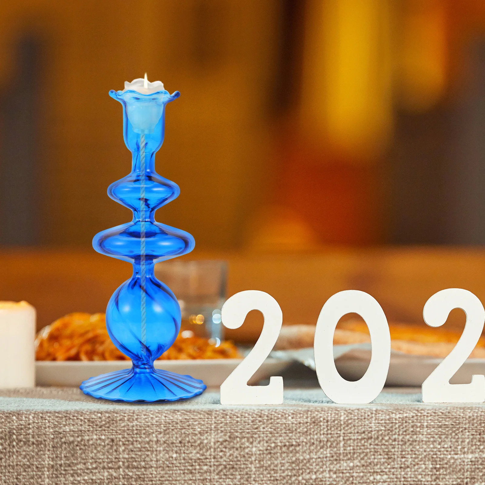 

Hand Blown Glass Holders Decorative Candlestick Practical Home Decor Wedding Glass Craft Display