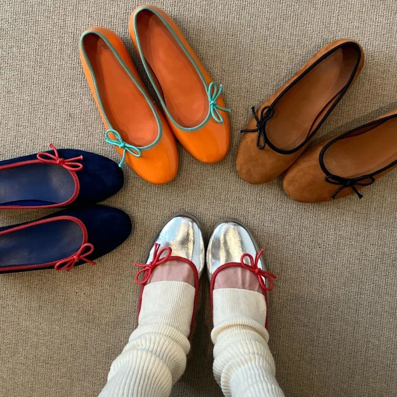 2025 Women's Shoes Sweet Round Toe Butterfly-knot Comfort Soft Sole Daily Life Flats Ballet Shoes for Office Lady