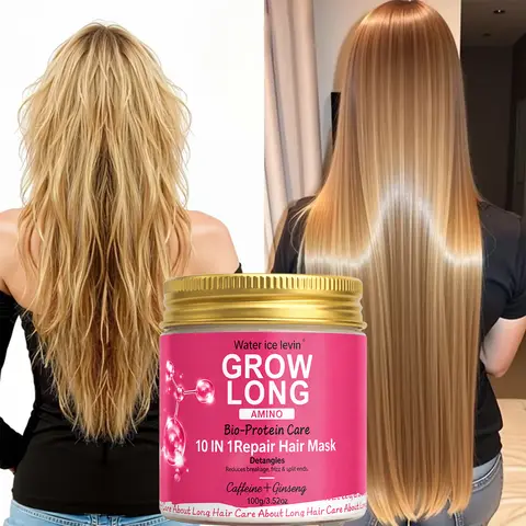 10in1 Amino Bio-Protein Hair Mask 100g Caffeine Ginseng Grow Long Detangle Repair Damaged Hair Reduce Frizz Split Ends