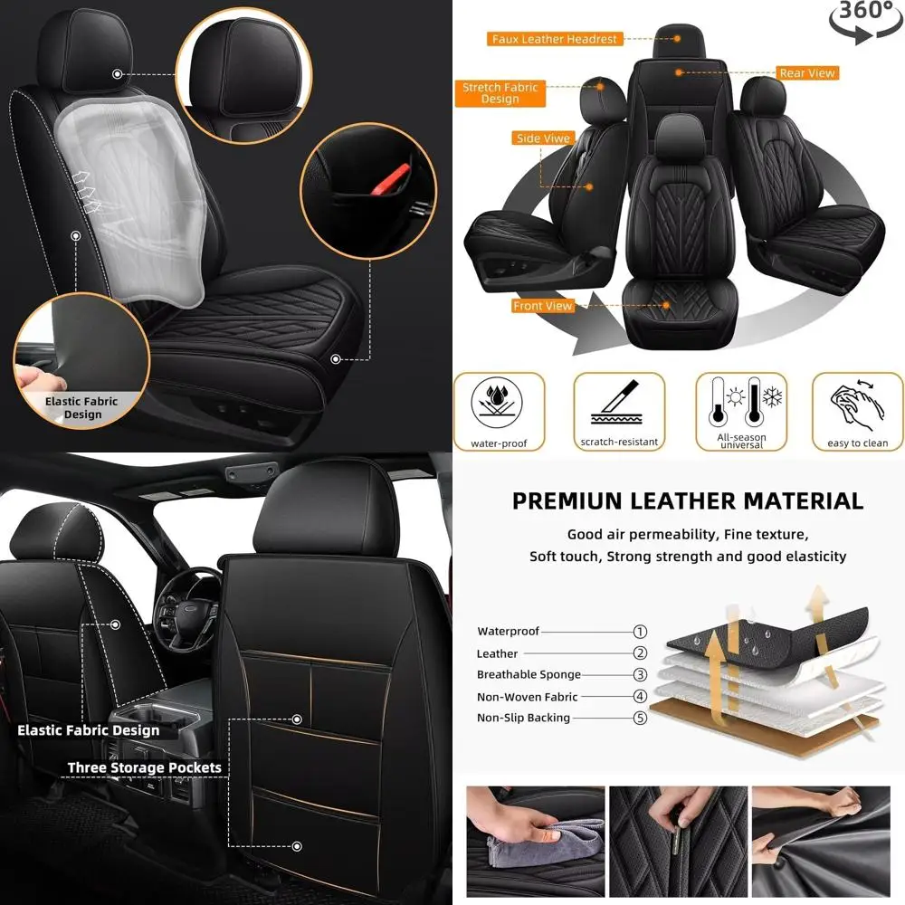 

Дышащие кожаные чехлы на сиденья на заказ для Gladiator 2020-2026, черные