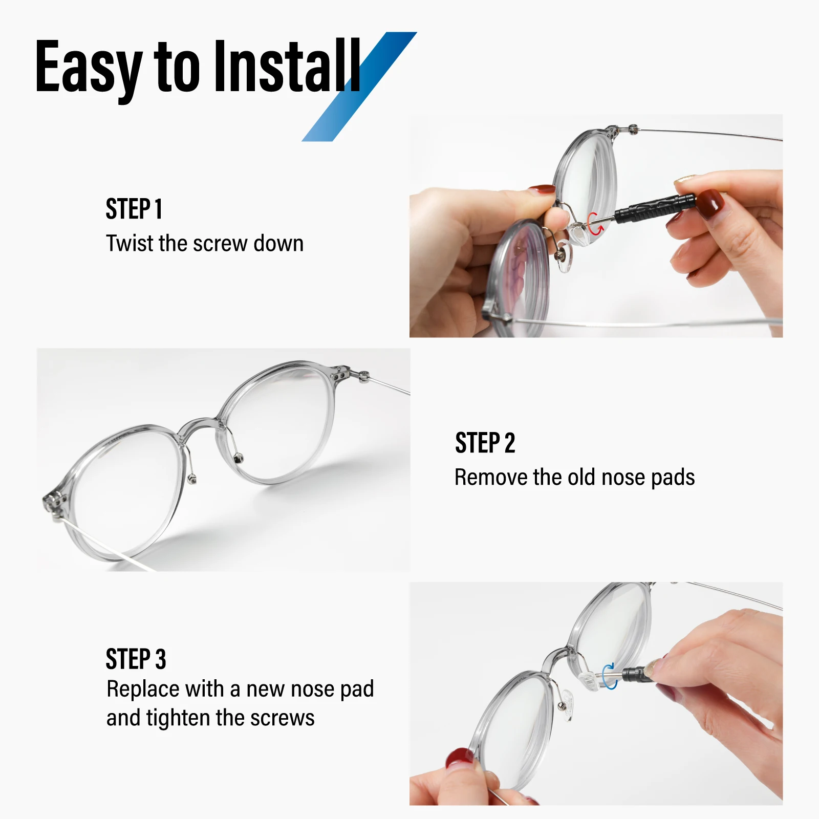 500 Pcs Eyeglasses Nose pad Silicone Material Push in and Screw in By Dhoptical