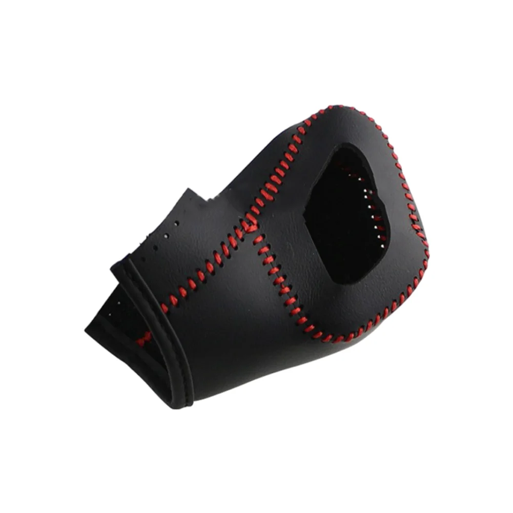 

Car Customization Leather Gear Shift Knob Cover Aesthetic Enhancement Black With Black Stitches Black With Red Stitches