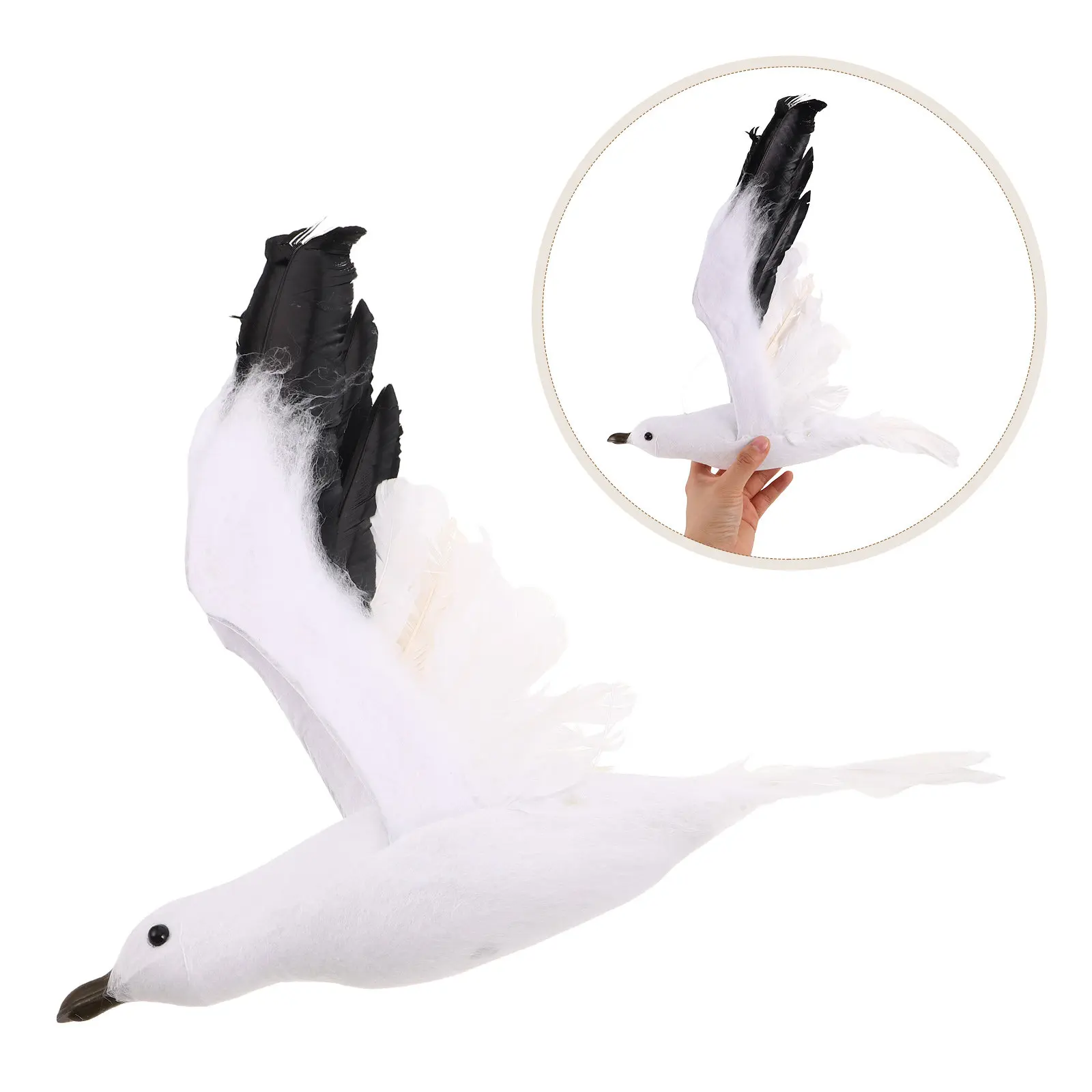 2Pcs Artificial Seagull Hanging Decorations Realistic Foam Bird Ornaments Outdoor Garden Coastal Wedding Party Supplies