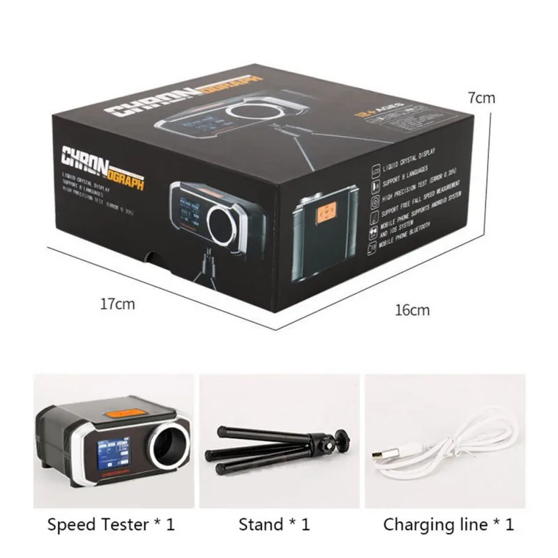 LCD display shooting speed meter PP Bluetooth synchronization eight languages display speed measurement