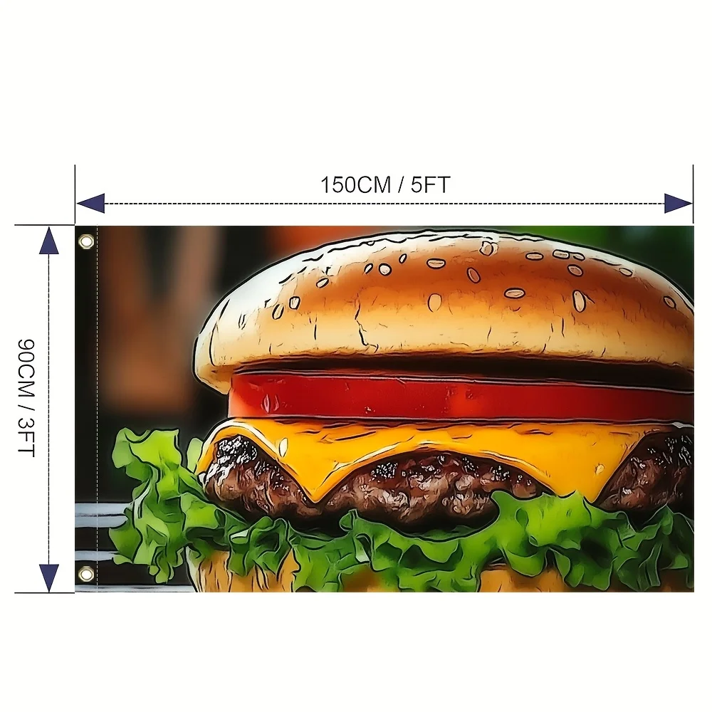 Funny Burger Artistic Flag Vibrant Food-Themed Decor for Home Garden and Outdoor Spaces Garden Decoration Playful Design