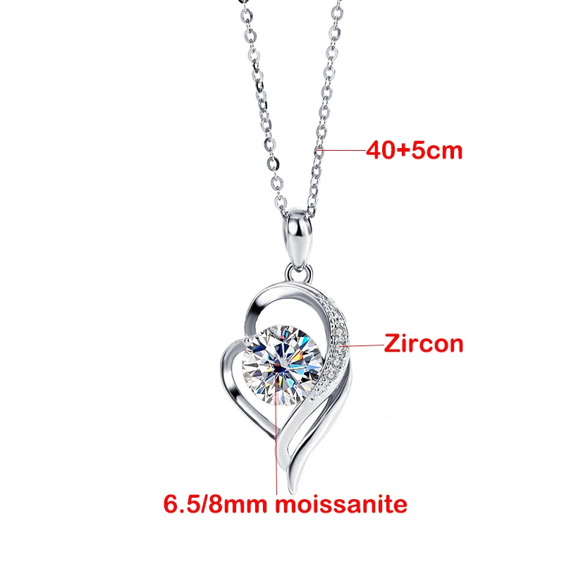 TFGLBU-Collier Moissanite pour Femme, Bijoux en Argent Sterling S925, Pendentif de Fiançailles en Diamant Kly, Vvs1 Rotterdam GRA, 1-2CT