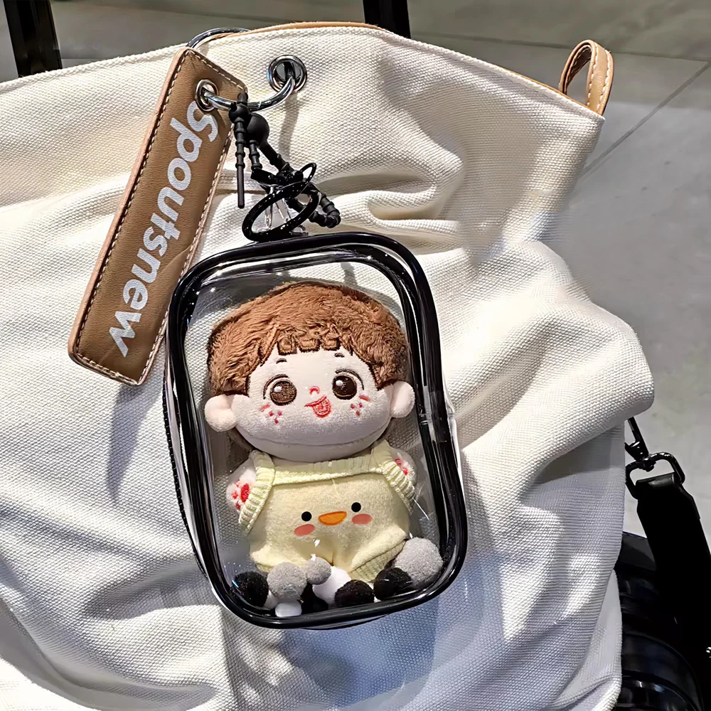 10cm Transparent Plush Dolls Storage Pouch Mystery Box Keychain Bag PVC Thicken Storage Pouch Organizer Box Doll Toy Bag Wallet