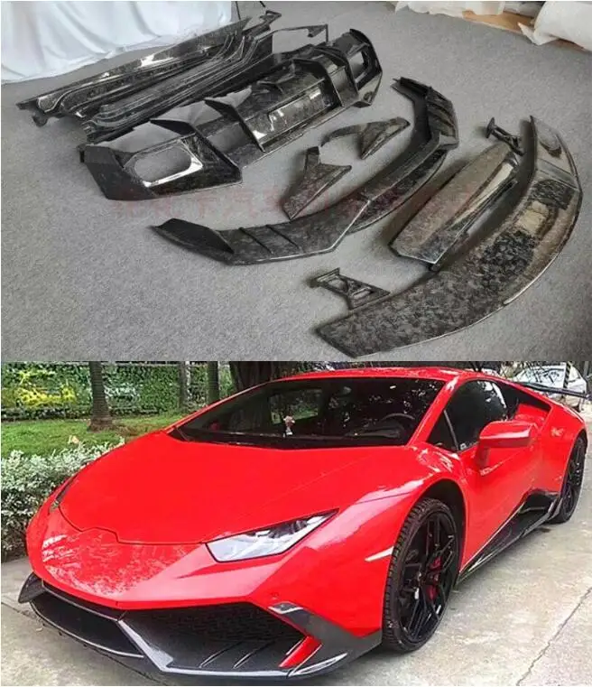 Real Forging Carbon Fiber Bumper Front Lip Rear Diffuser Side Skirt Spoiler For Lamborghini Huracan LP580 LP610 2014-2020