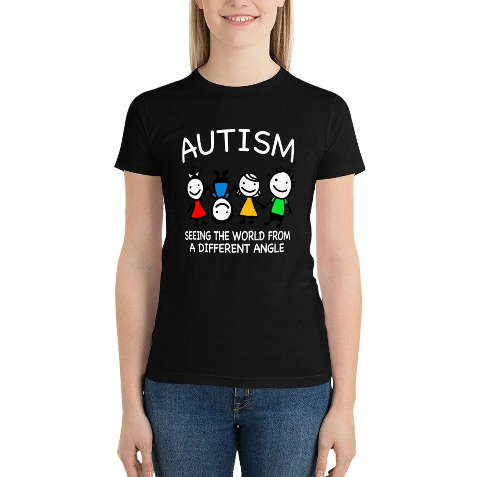 Autism seeing the world from a different angel, Autism T-Shirt cute tops plus size tops cute clothes tight shirts for Women