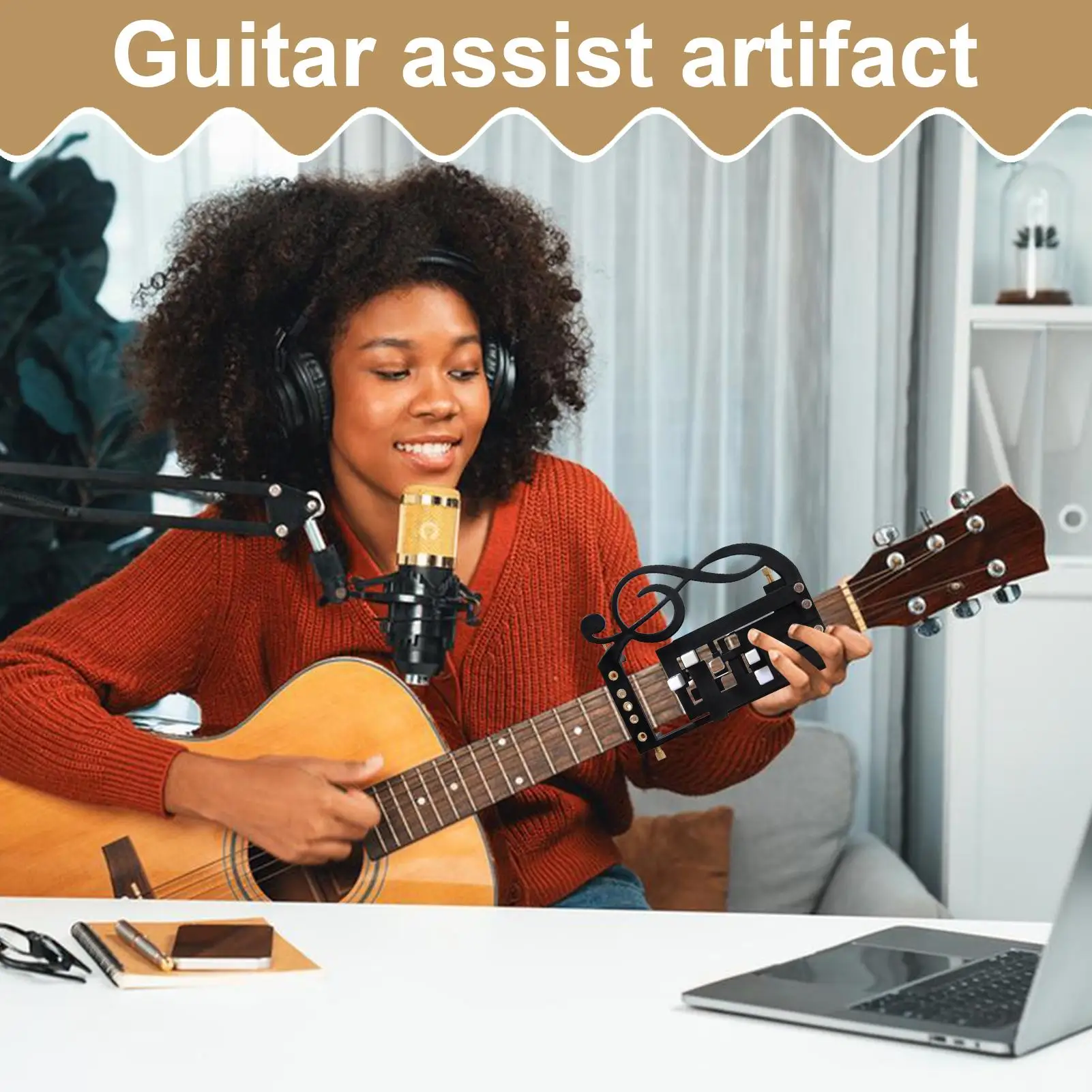 Guitar Chord Trainer Portable Quick Easy Avoid Finger Discomfort Guitar Attachment Learning Tools For Men Women Boys Girls Youth