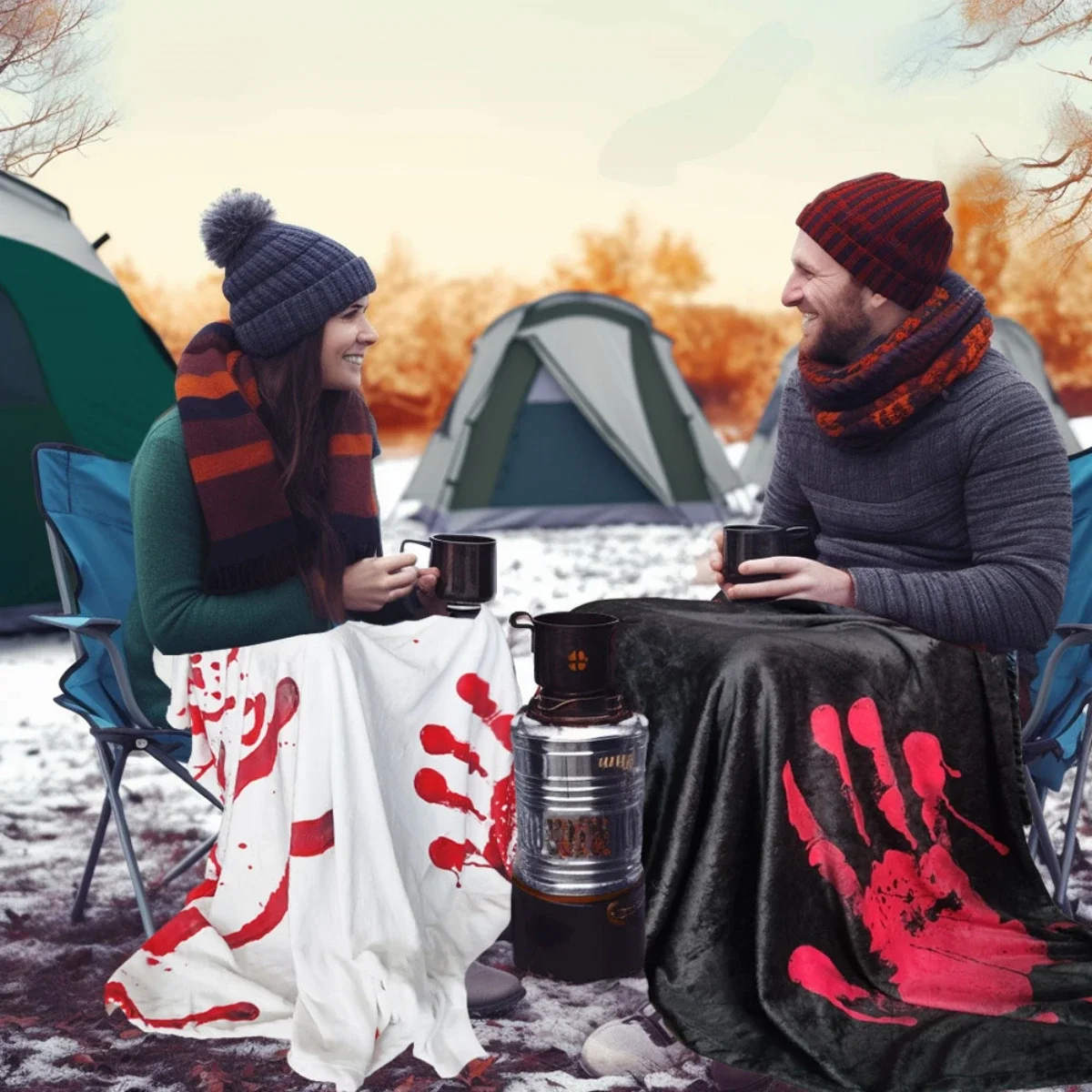 1pc Halloween gorgeous Funny Creative Art Watching TV Home Outdoor Flannel Ghost Hand Warm Blanket For Autumn And Winter