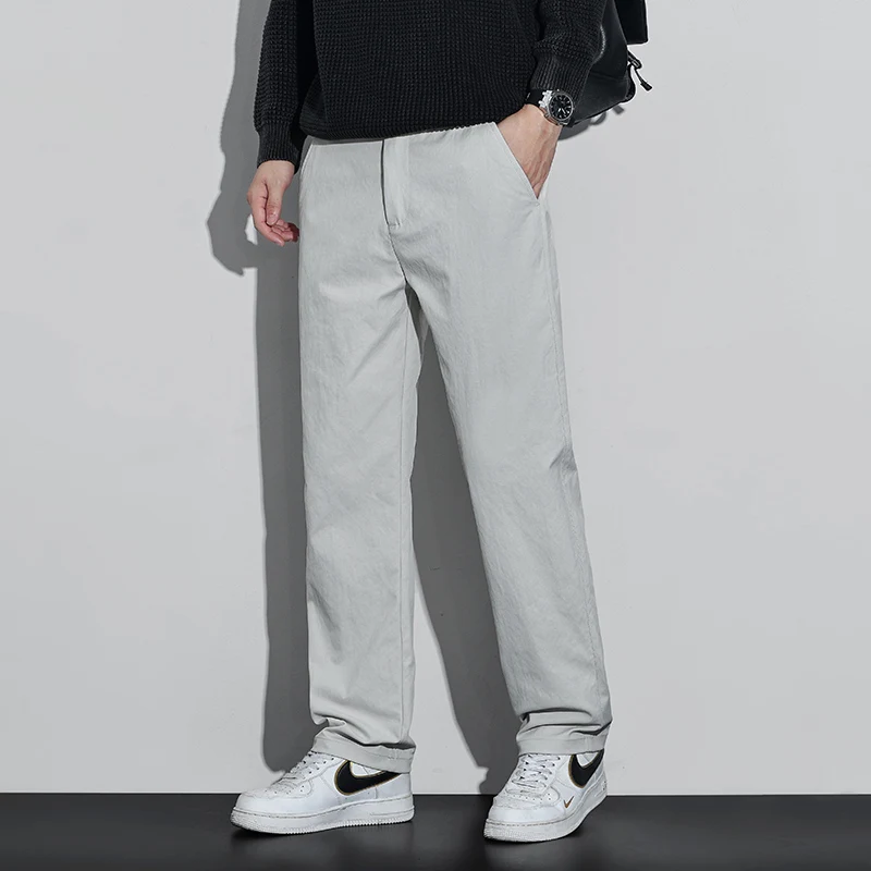 Men's Polyester Slim Fit Straight Leg Pants 2025 Autumn Winter Trendy Versatile Casual Long Pants Plus Size 38