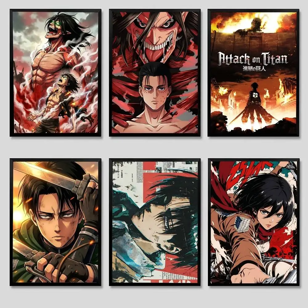 Anime A-attack On-Titan Cool Poster Sticky Posters Waterproof Paper Sticker Coffee House Bar Home Decor