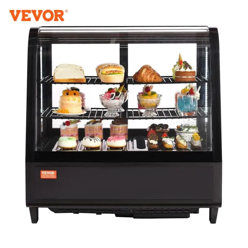 VEVOR Refrigerated Display Case 2-Tier Countertop Pastry Display Case Commercial Display Refrigerator Frost-Free Air-Cooling