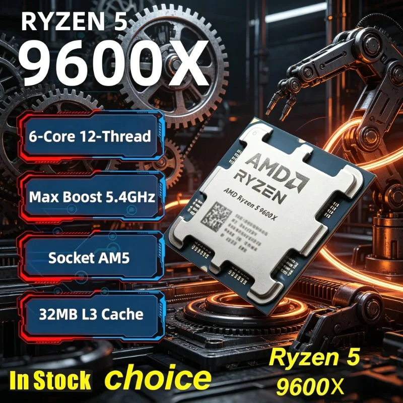 

Ultra Fast AMD Loose CPU Ryzen 5 9600X R5 9600X 6 Cores 12 Threads Max Boost 5.4GHz 32MB L3 Cache AM5 For B850 X870