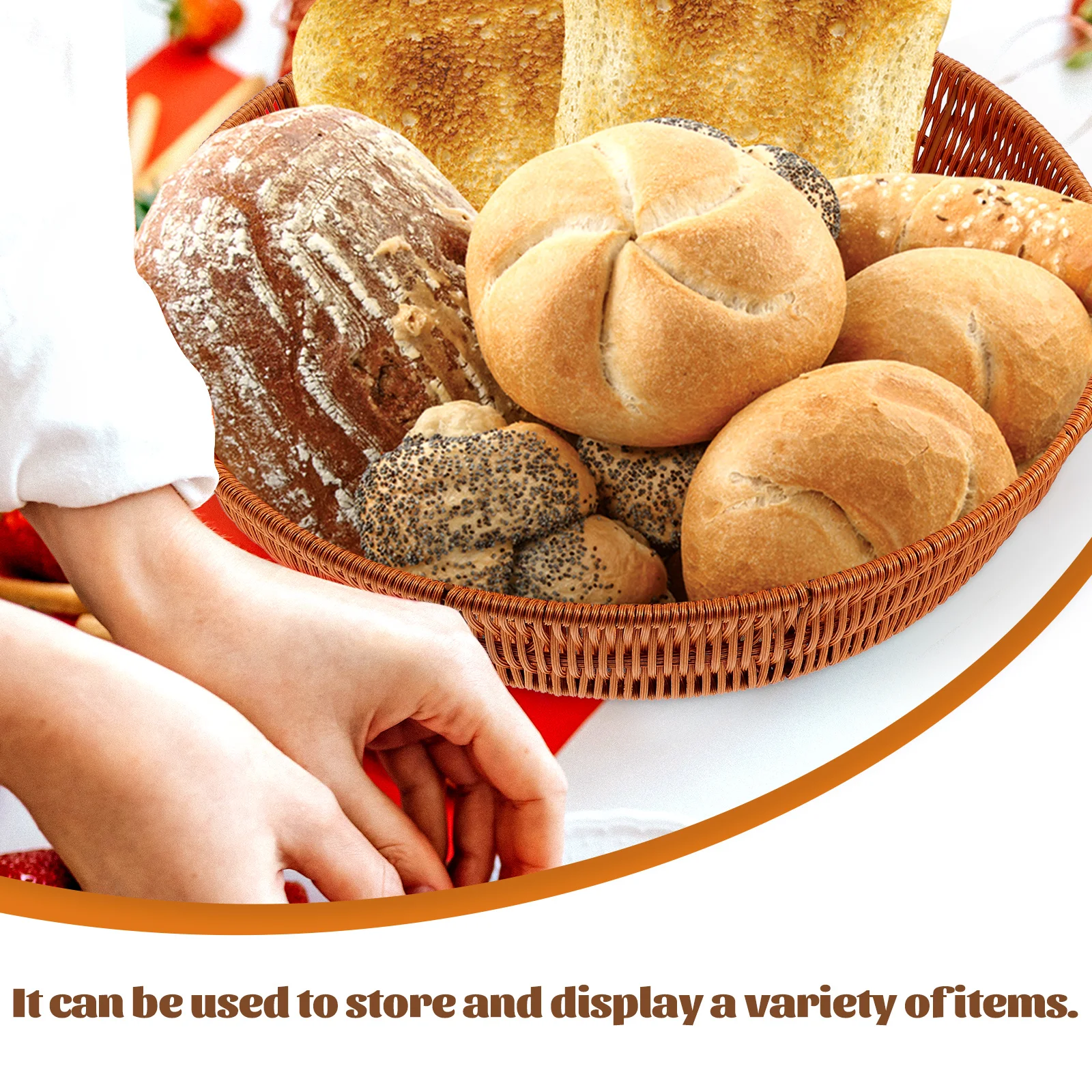 

1pc Woven Pallet Round Rattan Storage Container Kitchen Dining Table Fruit Bread Vegetable Storage Basket For Table Basket
