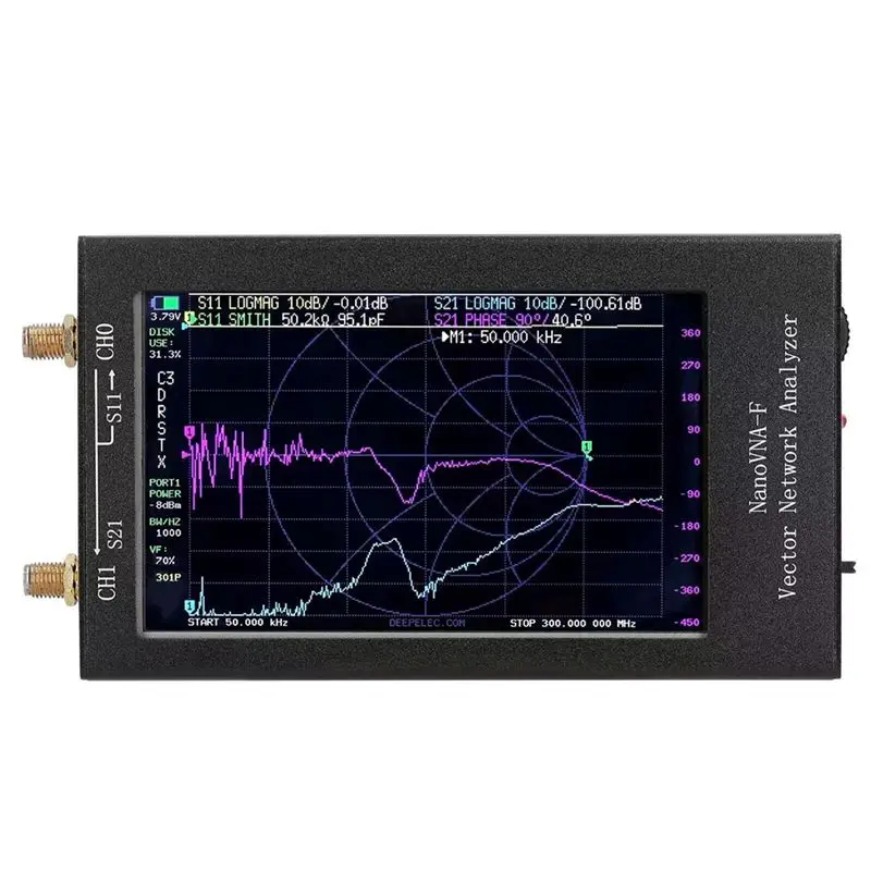 AT21-4.3Inch Handheld Nanovna-F UV Vector Network Antenna Analyzer SWR Meter Nanovna VNA VHF UHF +4000Mah Battery