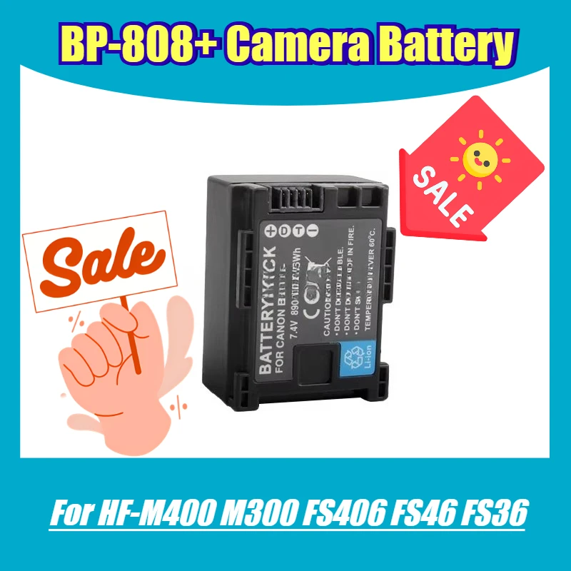 7.4V 890mAh BP-808+ 카메라 배터리, HF-M400 M300 FS406 FS46 FS36용