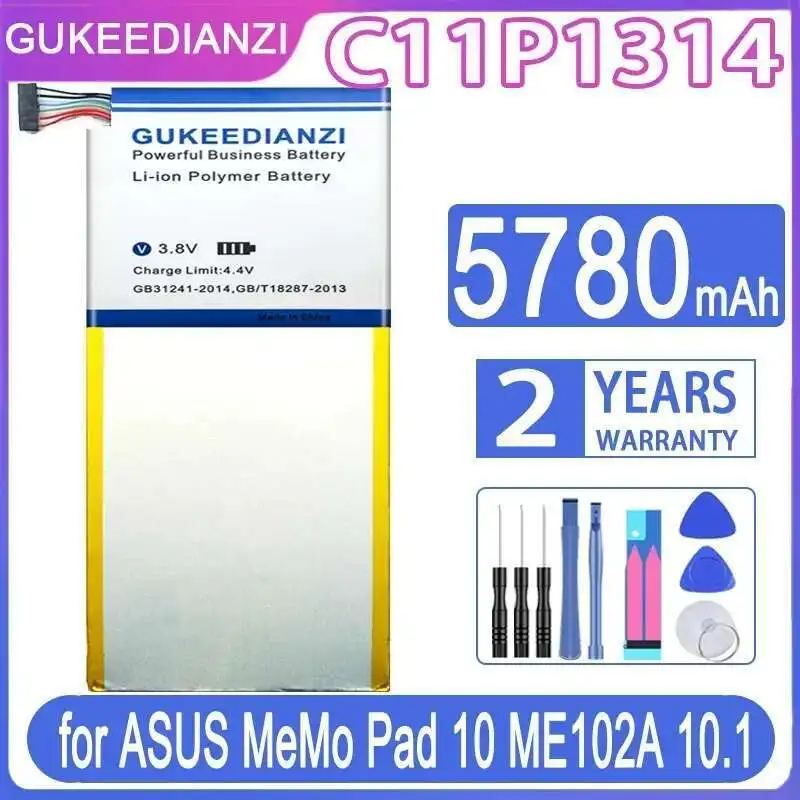 

Safe Long-Lasting Performance C11P1314 Rectangular Version Tablet Battery For Asus Memo Pad 10 ME102A 10.1 5780Mah