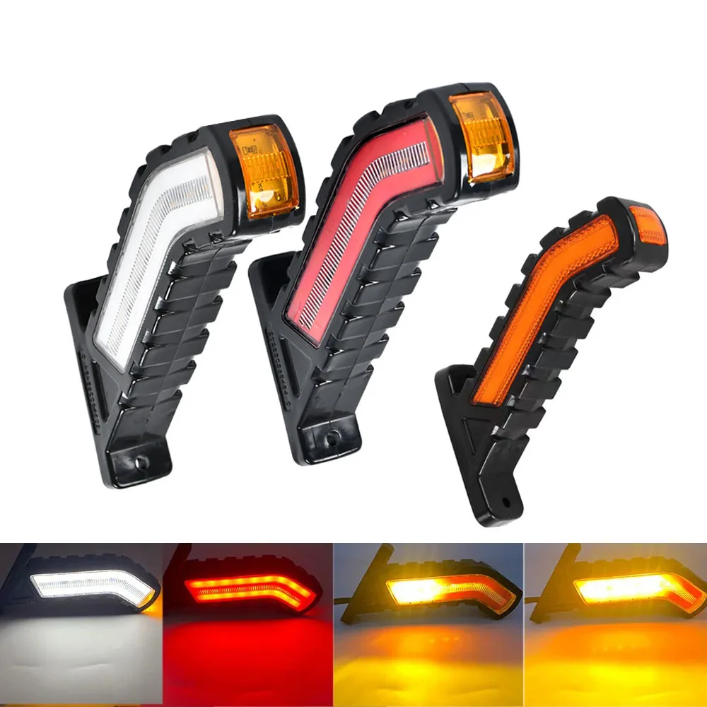 

2pcs 3face 12-24V For Truck Trailer LED Side Marker Lights Stop Lamp Indicator Light Flashing Turn Signal Light Red White Yellow