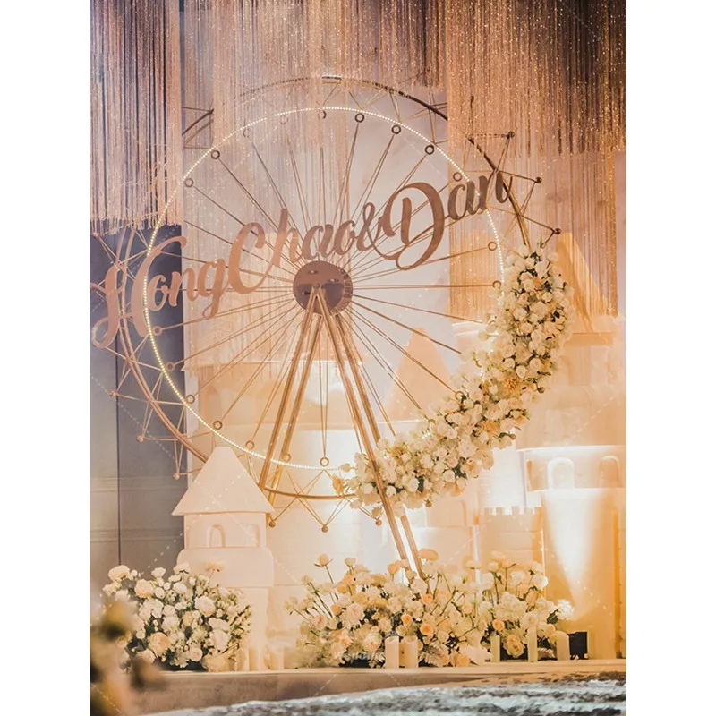 Wrought iron Ferris wheel model stage venue arrangement ornament wedding outdoor decoration welcome area new wedding props