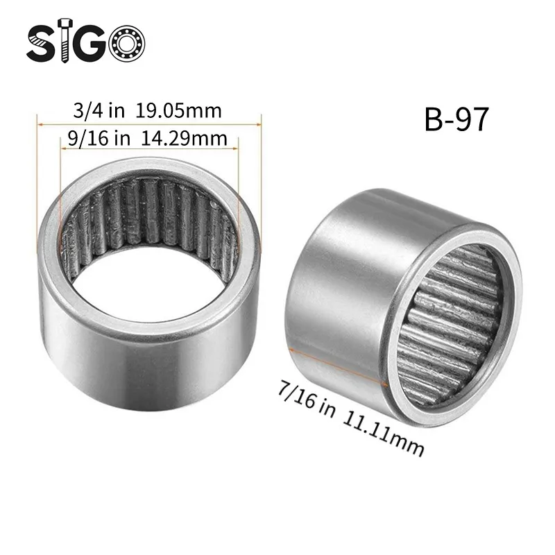 2PCS Inch Full Needle Roller Bearing B-95 B-97 B-98 Thickened Inner Diameter 9/16 Inch 14.29 Mm Outer Diameter 3/4 Inch 19.05 Mm