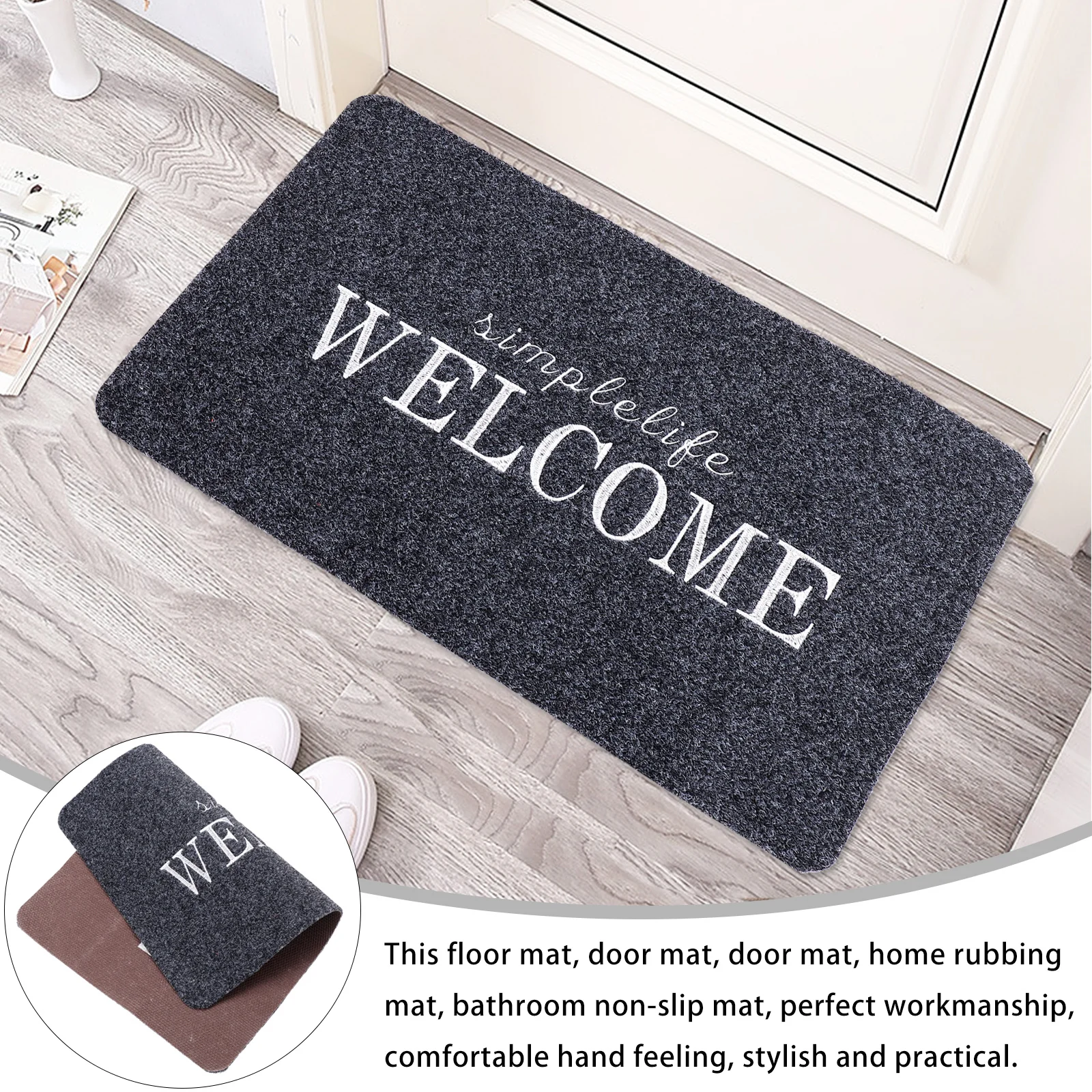 

1Pcs Durable Entrance Floor Mat Non-Slip Doorway Rug Indoor Outdoor Welcome Ground Mat Decorative Household Carpet