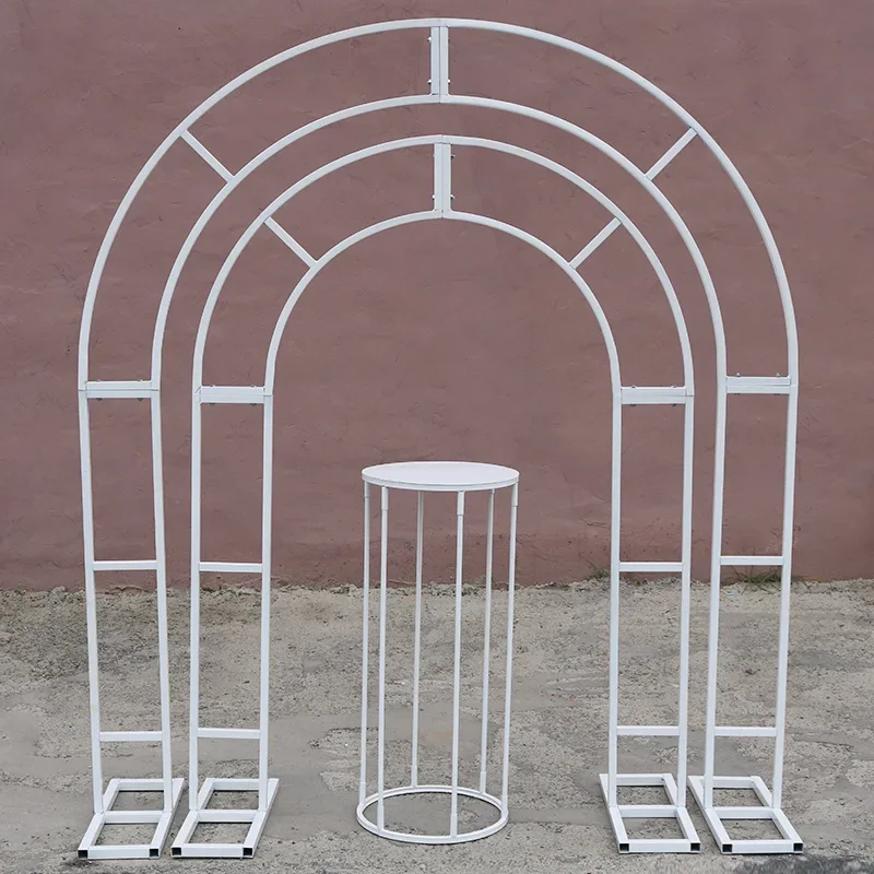 Juego de soporte para pastel de arco de boda blanco, soporte de flores de Metal, decoración de fondo de puerta arqueada para boda, arco redondo, decoración de fiesta en casa, accesorio