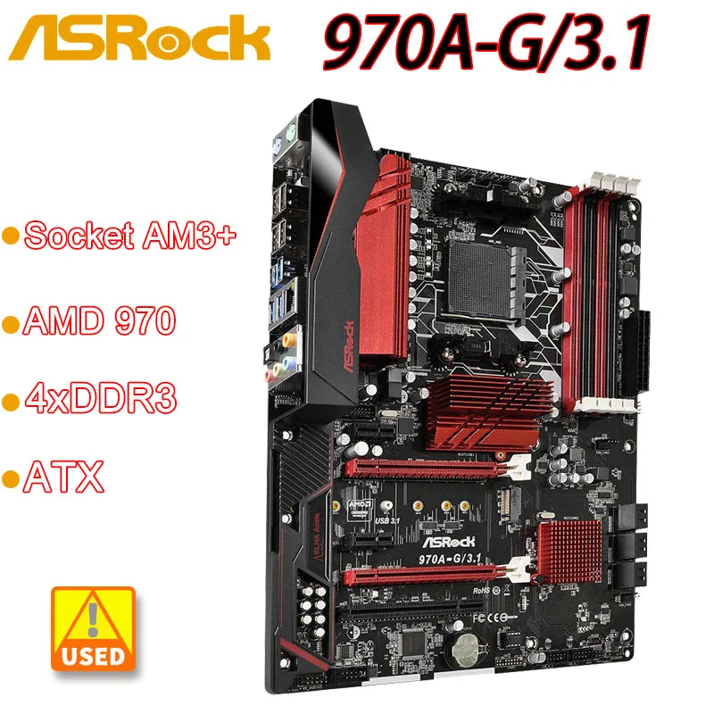 

Asrock 970A-G/3.1 Motherboard AM3+ AMD 9704XDDR3 64GB 6XSATA III M.2 USB 3.1 ATX support AMD FX 9590 8120 6130 4130 CPU