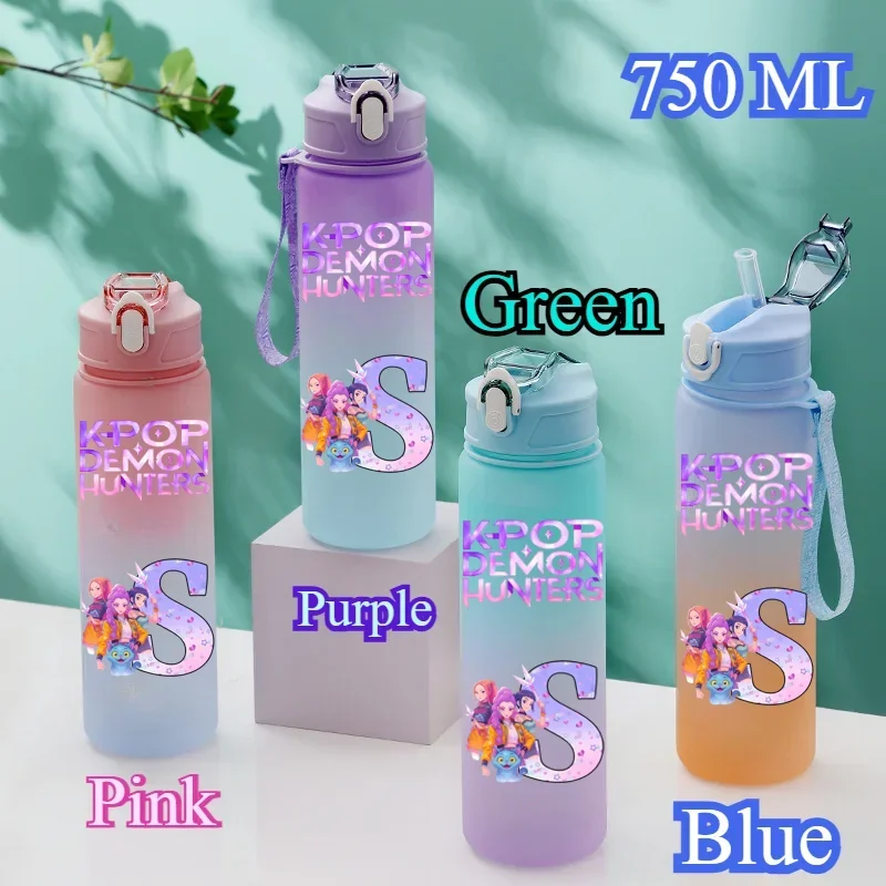 Botol Air Kpop Demon Hunters 750ML Warna Gradasi Anti Bocor Botol Olahraga Merchandise Pop Korea Hadiah Untuk Penggemar