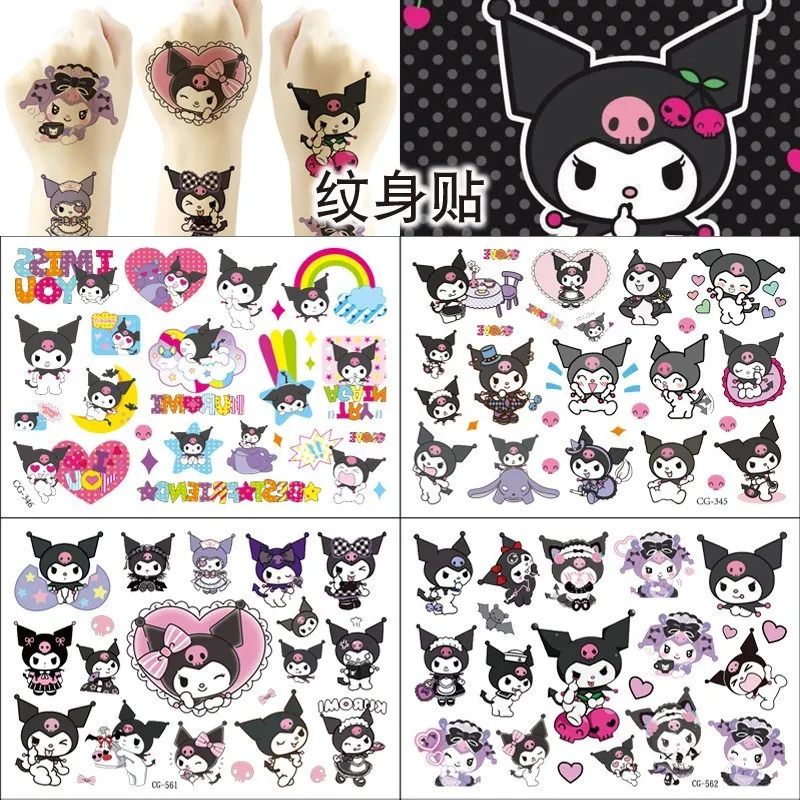 New Sanrio Tattoo Sticker Children's Birthday Party Decorate Kuromi Mymelody Temporary Tattoos Waterproof Tattoos Art Kid Gifts