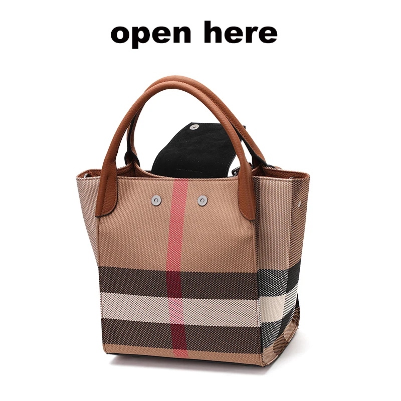 Classic plaid women\'s bag is a high-end handbag made of high-quality canvas and cowhide
