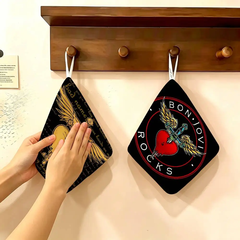 B-BonS J-Jovi Polyester Cotton Hanging Kitchen Towel, Absorbent Hand Wiping Cloth for Daily Cleaning Drying