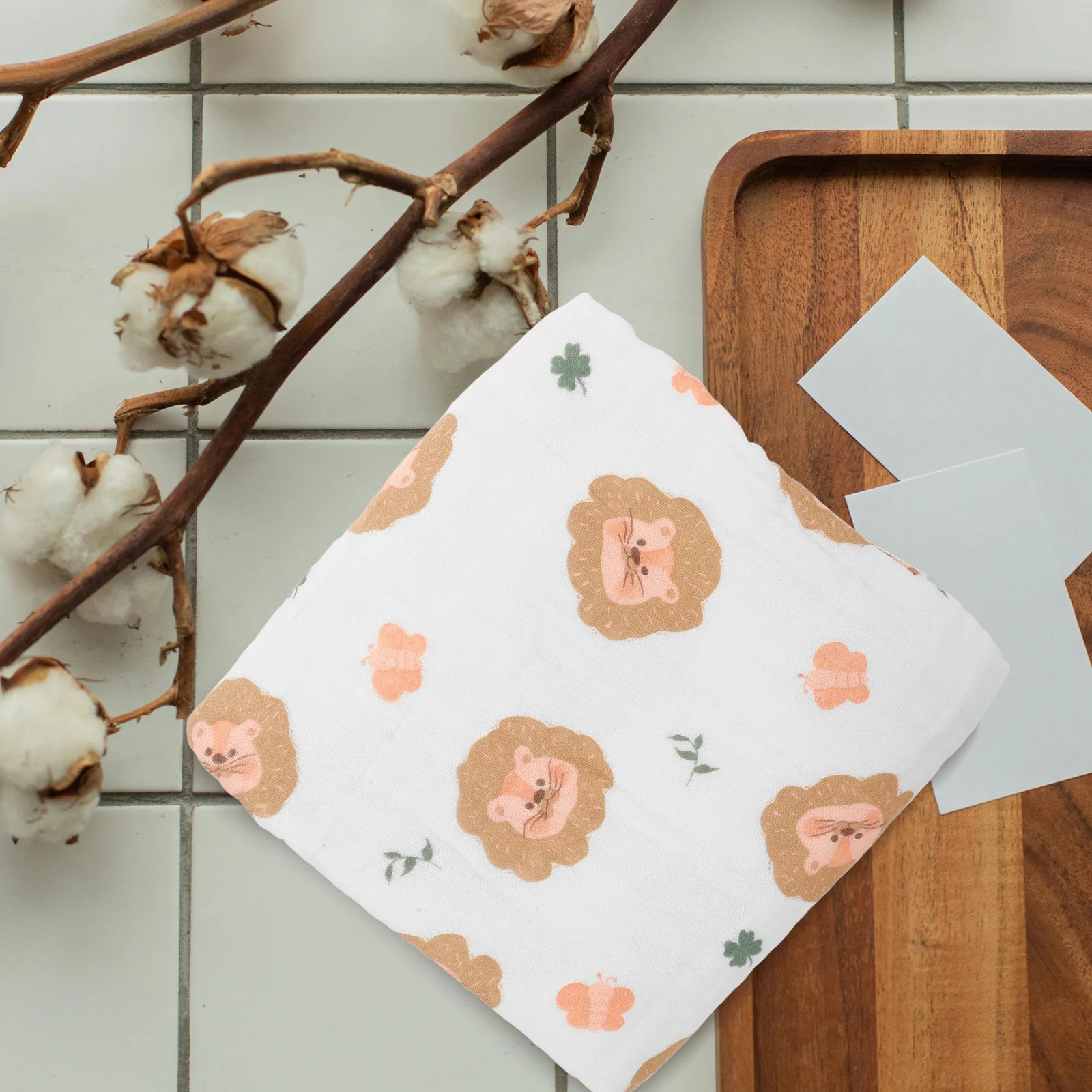 

Newborn Baby Blanket Cotton Swaddle Versatile Use for Nursery Sunshade Toddler Blanket Cute Print Comfortable Baby Towel