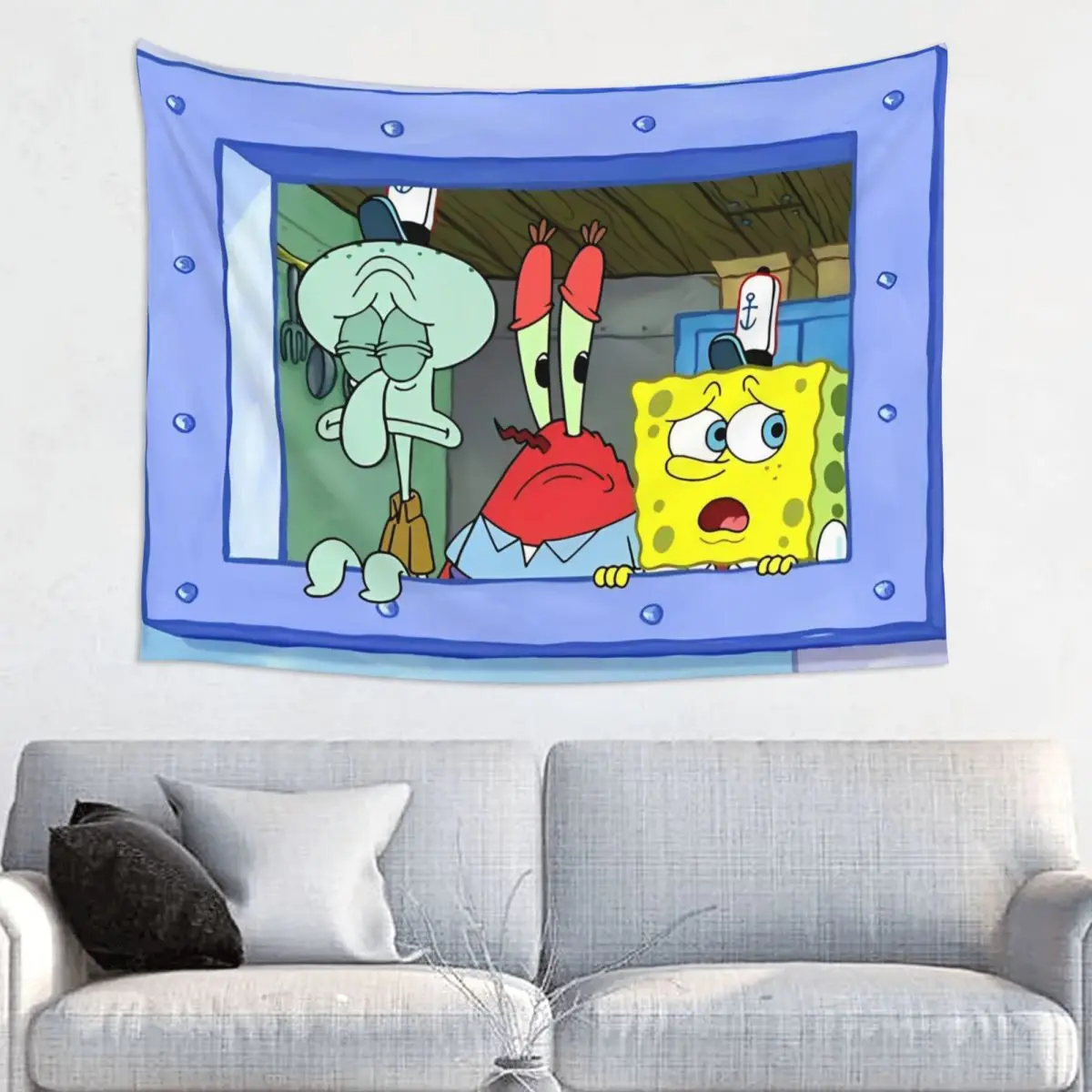 S-Sponge Tapestry Bob Colorful Polyester Wall Hanging Decoration for Bedroom Table Cover Mandala Crab and octopus Wall Tapestry