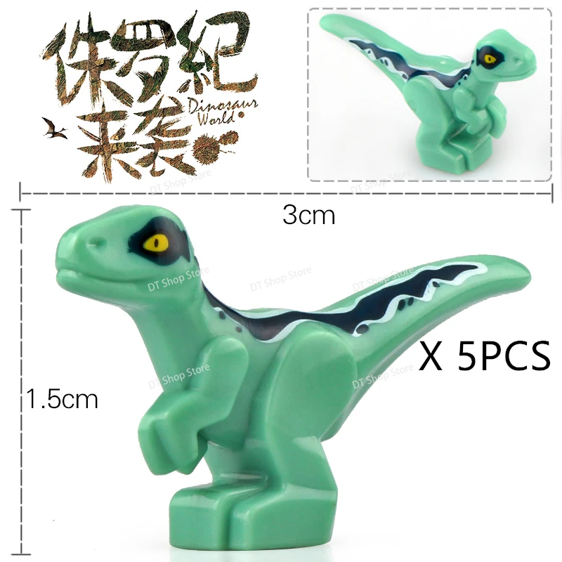 5PCS Dinosaur World MOC Chase Tyrannosaurus Rex Triceratops Stegosaurus Mini Building Blocks accessorio giocattoli Puzzle per bambini