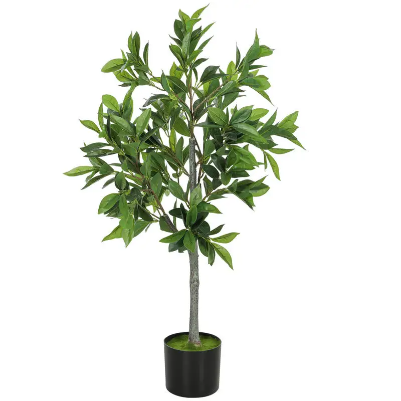 

Potted Fake Plant, Lifelike Laurel Artificial Tree with 345 PEVA Leaves for Home Decor, Green