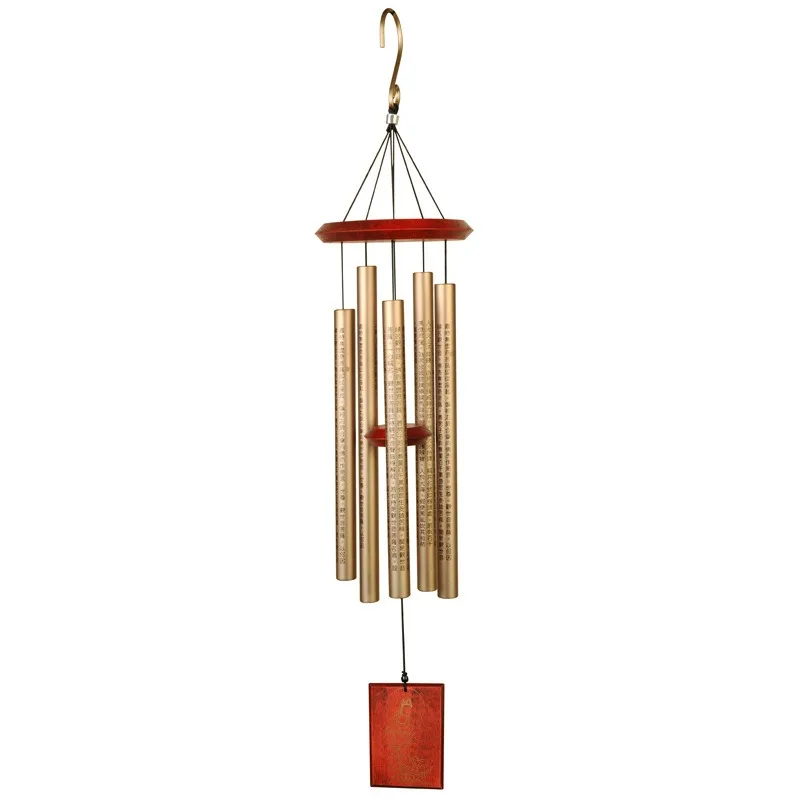 Metal Tube Buddhist Sutra Heart Sutra Lotus Sutra Tathagata Guanyin Wind Chimes Feng Shui Pendant Temple Supplies