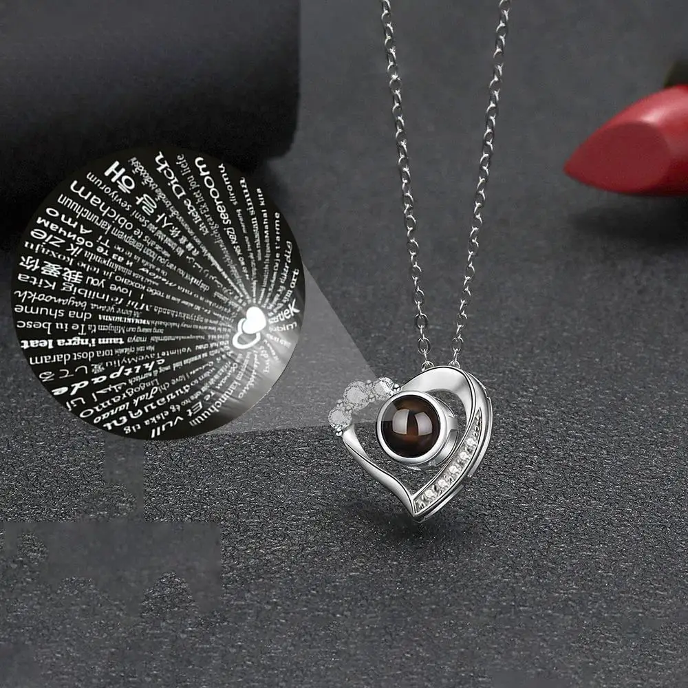 100 Languages ​​I Love You Projection Love Zircon Necklace For Women Girlfrien Monther 2024 Romantic Valentine Christmas Gifts