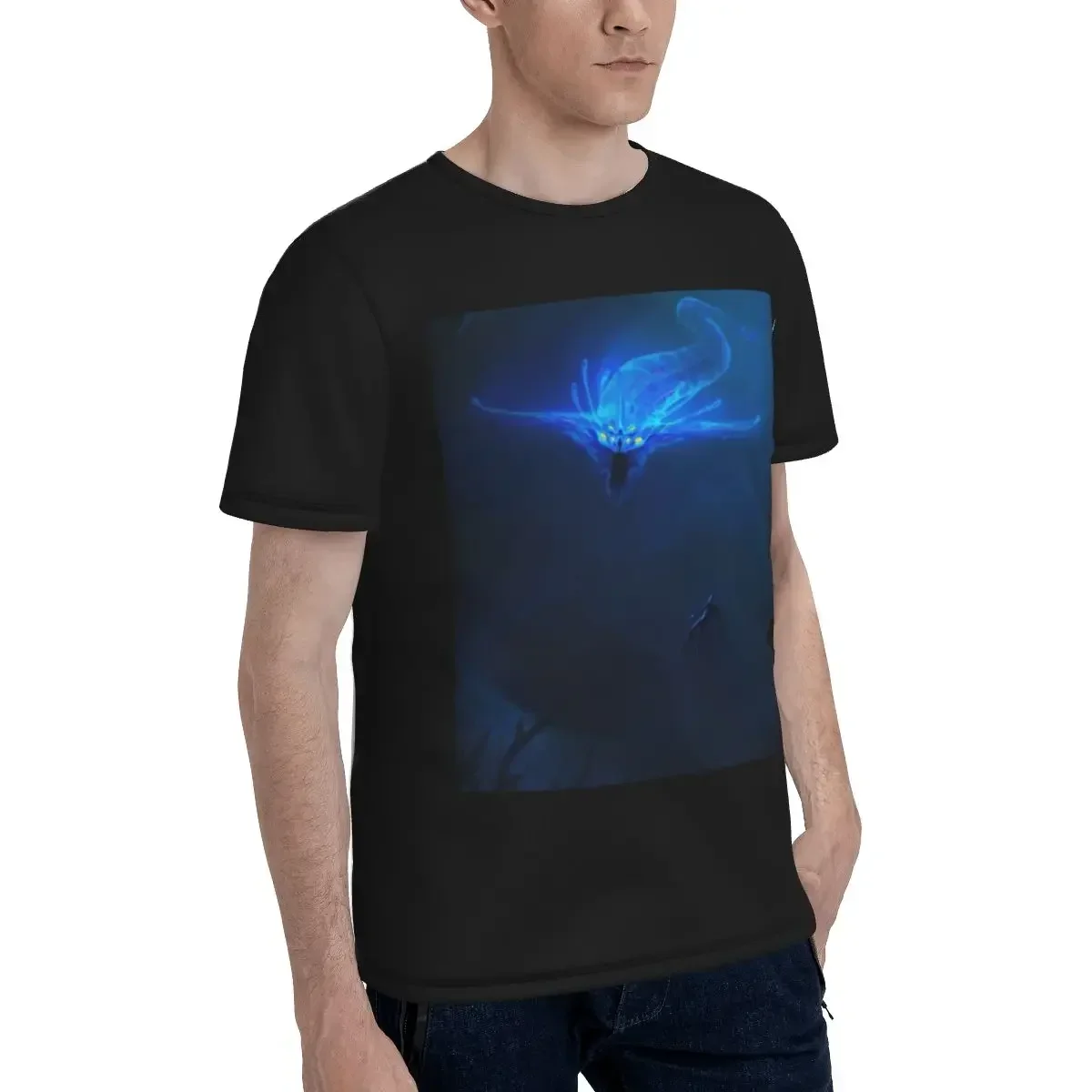 Subnautica- Ghost Leviathan Poster T-Shirt for Men polyester T Shirts Men's Short Sleeve Crew Neck Summer Clothes Tops