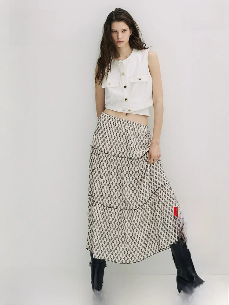 

Женская плиссированная юбка H&M для музыкальных фестивалей, длинная юбка в стиле Spicy Girl, весна 2025, с завышенной талией, модный дизайн