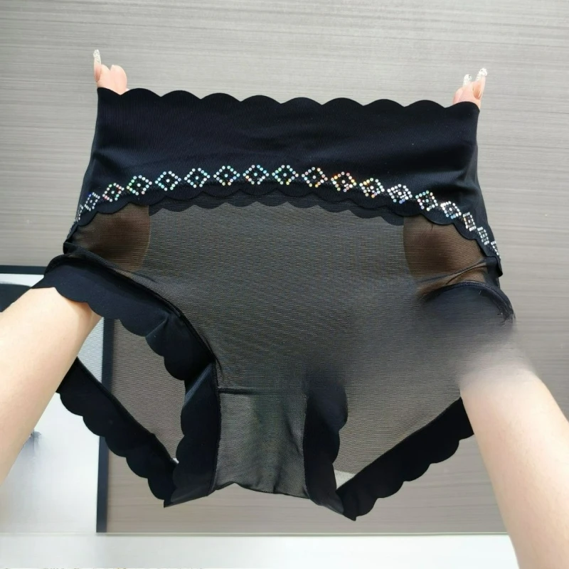 

Flash Diamond сексуальное кружево со средней высокой талией антибактериальное нижнее белье большого размера женские новые шорты из ледяного шелка интернет-знаменитостей