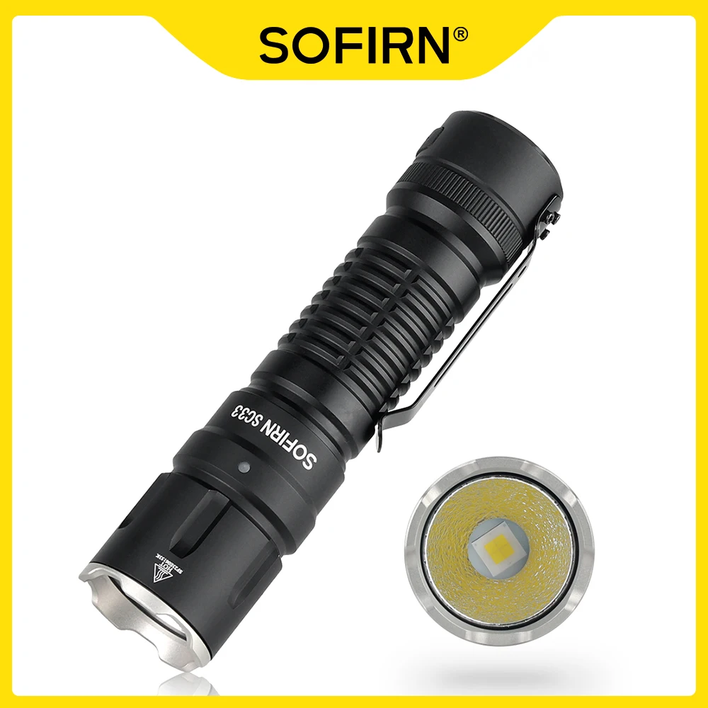 

Перезаряжаемый тактический фонарик Sofirn SC33 XHP70.3 HI светодиодный 21700 5200lm USB C с задним выключателем