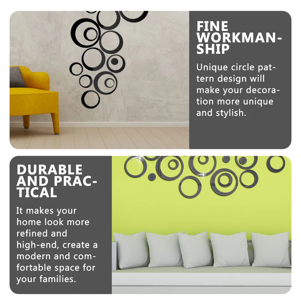 

Nursery Wall Decal Mirror Stickers Round Room Acrylic Decals for Bedroom Office Circle