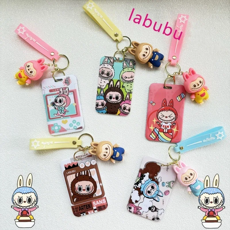 Labubu Keychains Cute Card Holder Bags Ornament Decorations Cartoon Anime Derivative Peripherals Key Rings Birthday Party Gifts