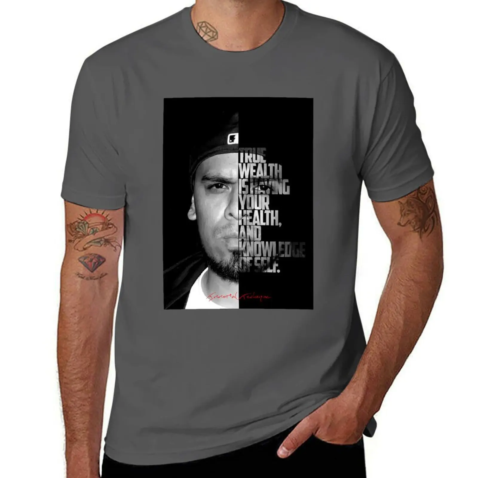 Immortal Technique Portrait with Lyric Typography T-Shirt Novelty Graphic Tee Shirt